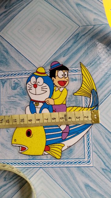 Hình ủi nhiệt Nobita doremon  cỡi cá chép.kt 12.5* 11.5