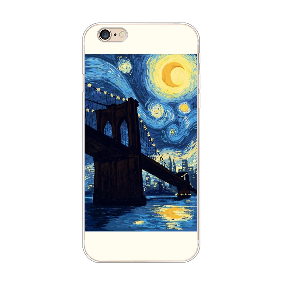 Ốp Điện Thoại Silicon Mềm Trong Suốt Chống Sốc Họa Tiết Tranh Sơn Dầu Van Gogh Cho iphone 4 4s 5 5s se 6 6s plus