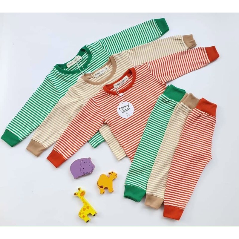 Bộ Milky Mom thun kẻ bé Trai bé Gái