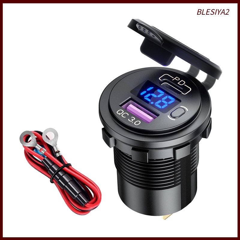 [BLESIYA2] Dual USB Car Charger Quick Charge PD&amp;QC 3.0 Voltage Measure