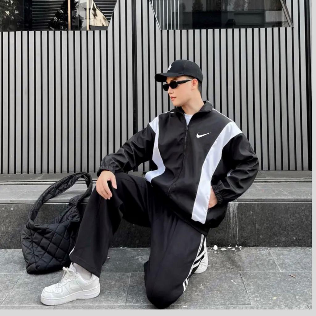 Áo khoác nam nữ, áo khoác gió Nike chất dù cao cấp 2 lớp xịn xò, phối tay độc lạ form chuẩn i hình 709 Bico Studio