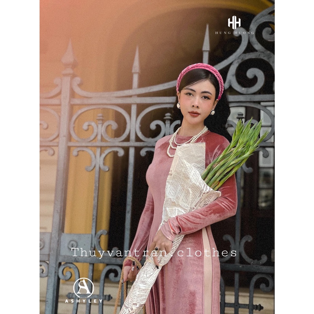 SET ÁO DÀI NHUNG TRƠN 5 MÀU TẶNG KÈM MẤN TẾT