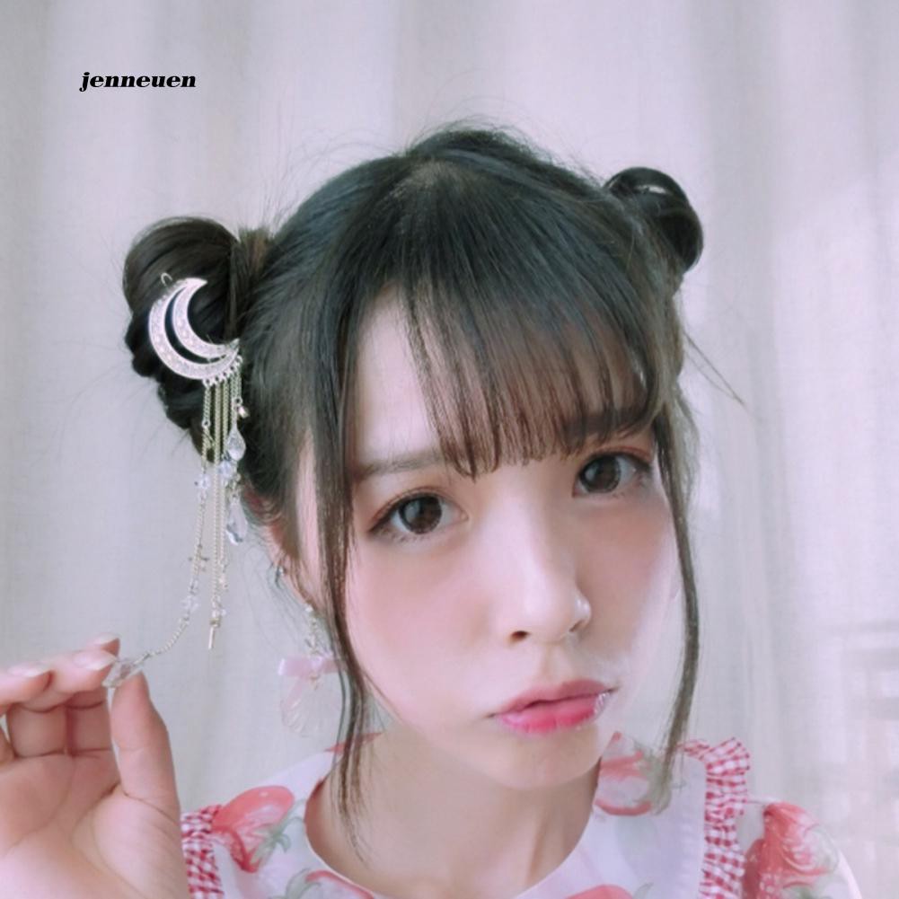 Kẹp tóc đính đá nhân tạo hình mặt trăng cho nữ