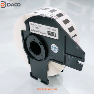 Nhãn giấy dk-22214 12mmx30.48m dài liên tục chữ đen nền trắng
