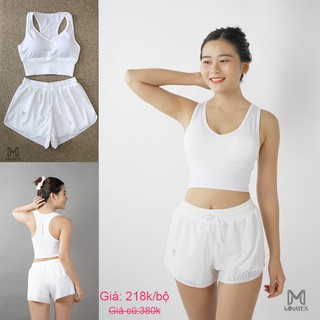 Bộ tập gym yoga earobic màu trắng