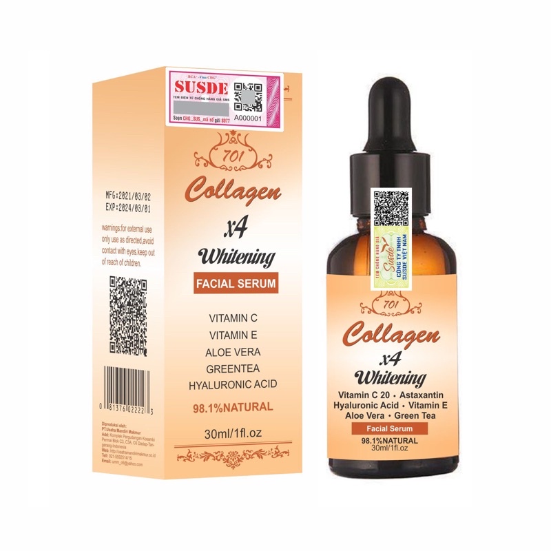 Serum dưỡng trắng da collagen plus vit E 701