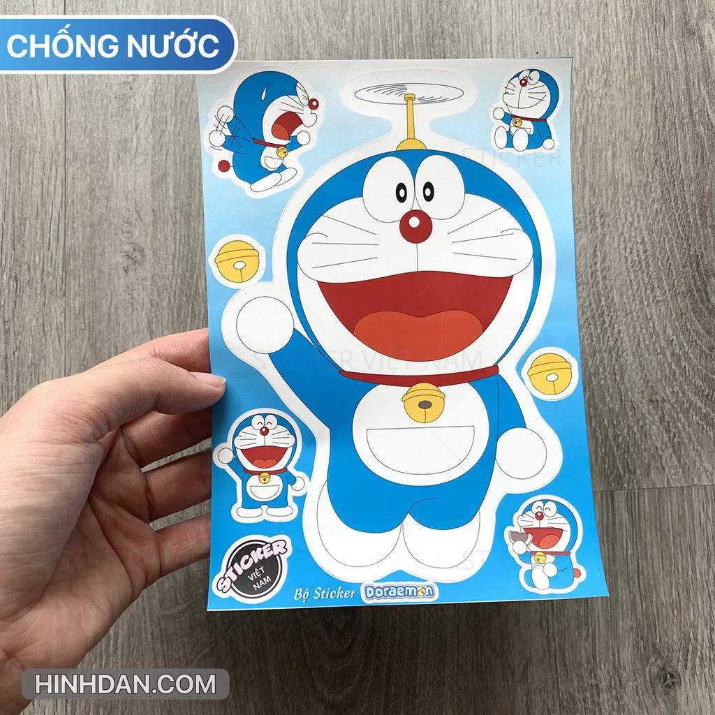 sticker Doraemon kích thước lớn chống nước dán trang trí xe, đàn guitar, laptop, tủ, góc học tập