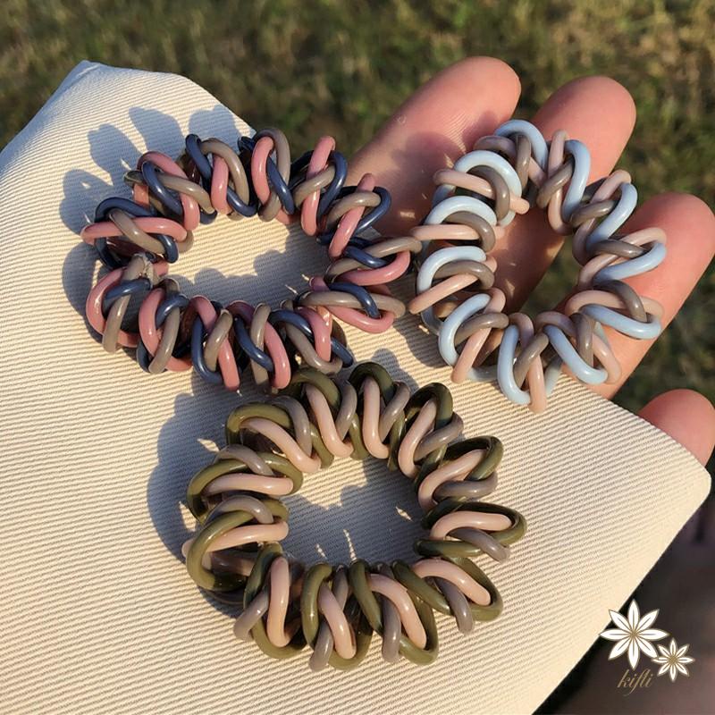 【kifli】Dây Buộc Tóc Cao Su Nhám Ba Màu Kiểu Mori Đơn Giản Không Đường May