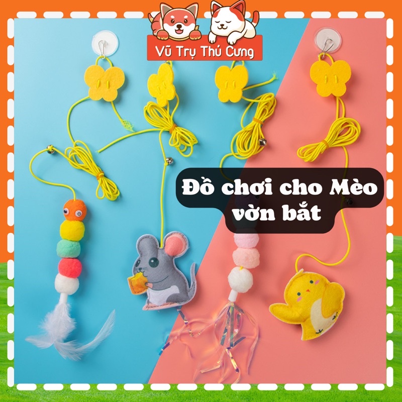 Đồ chơi đuổi bắt cho Mèo tự chơi, dây gắn tường tương tác vui nhộn