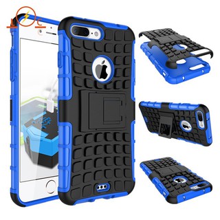 👉 iPhone 7 8 Plus Case Armor Tire Texture Anti-fall Cover With Stand Holder