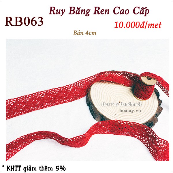 Ruy Băng Ren Cao Cấp màu đỏ bản 4cm RB063