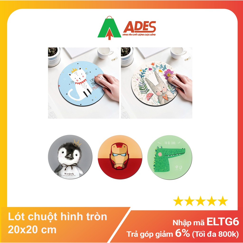 Lót chuột, bàn di chuột hình tròn 20x20 cm chống trượt, chống thấm nước - Màu ngẫu nhiên NEW 2021