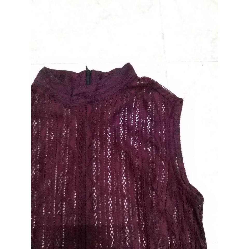 Set áo ren đỏ, váy hồng, size S