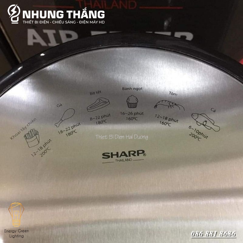 Nồi Chiên Không Dầu 6 Lít Sharp S-066 Công Suất 1500w - Loại Bỏ 80% Chất Béo, Chống Dính Hoàn Hảo, Làm Chín Nhanh