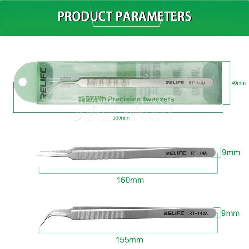 Nhíp cong Relife RT-14SA đầu siêu nhọn làm bằng thép không rỉ