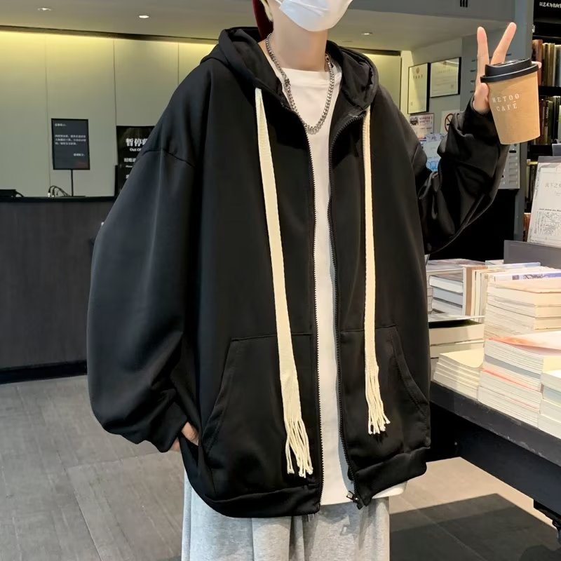 Áo hoodie nam tay dài dáng rộng có dây rút thời trang nam áo hoodie nam nữ có dây kéo đơn giản phong cách hàn quốc áo khoác có mũ unisex trơn form rộng bigsize cặp đôi
