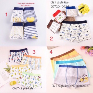 Set 4 quần sịp bé trai đủ size 7-45kg