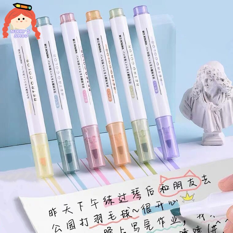 Bút highlight pastel dạ quang ghi nhớ dòng dễ thương đánh dấu nhiều màu ST225