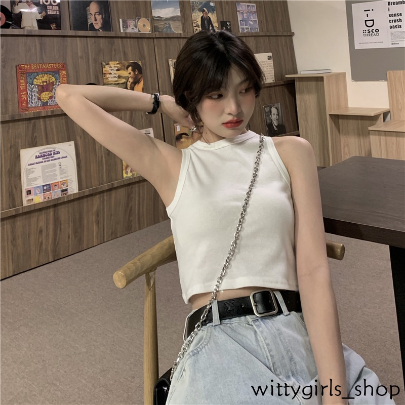 Wittygirls-áo Hai Dây Ôm Dáng Cổ Tròn Mùa Hè