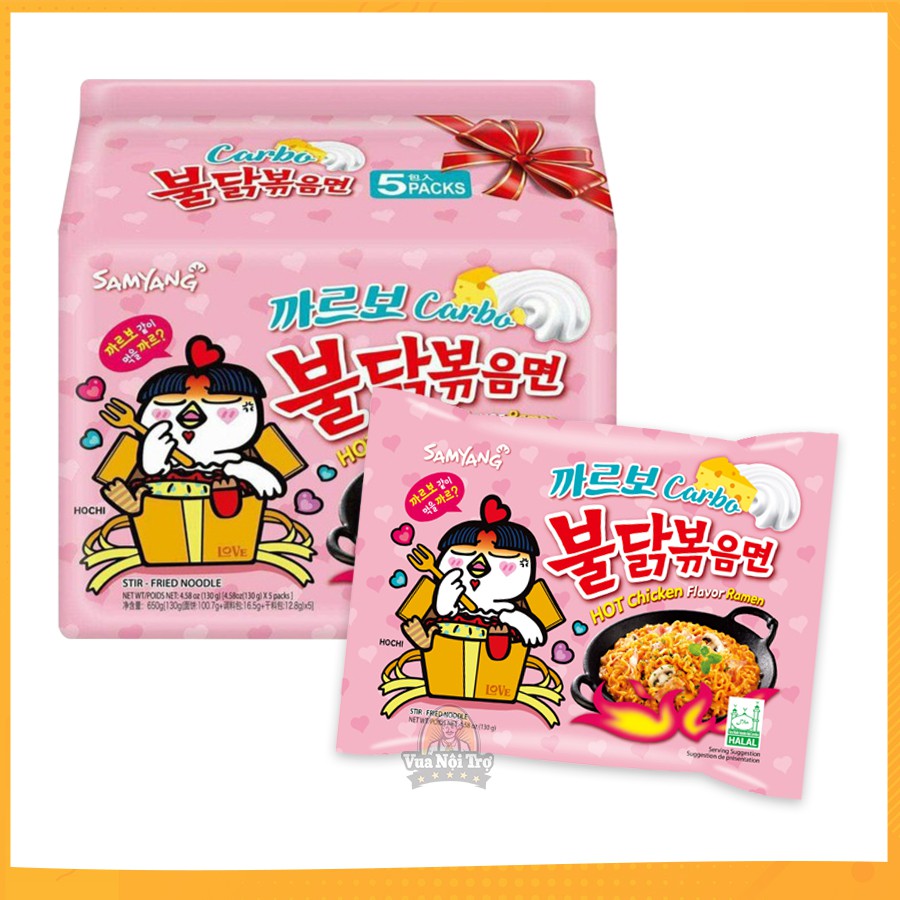 5 Gói Mì Samyang Khô Gà Cay Vị Phô Mai Carbonara (130g/gói)
