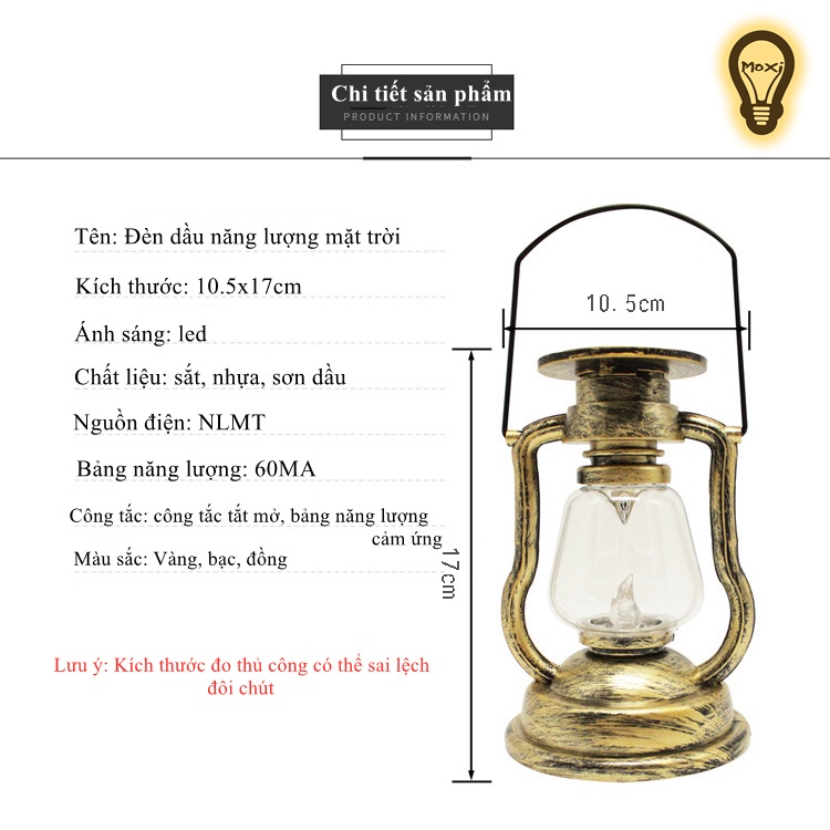 【HÀNG SẴN】Đèn Bình Dầu Treo VINTAGE Trang Trí DECOR Sân Vườn Sử Dụng Năng Lượng Mặt Trời chống nước MOXI.