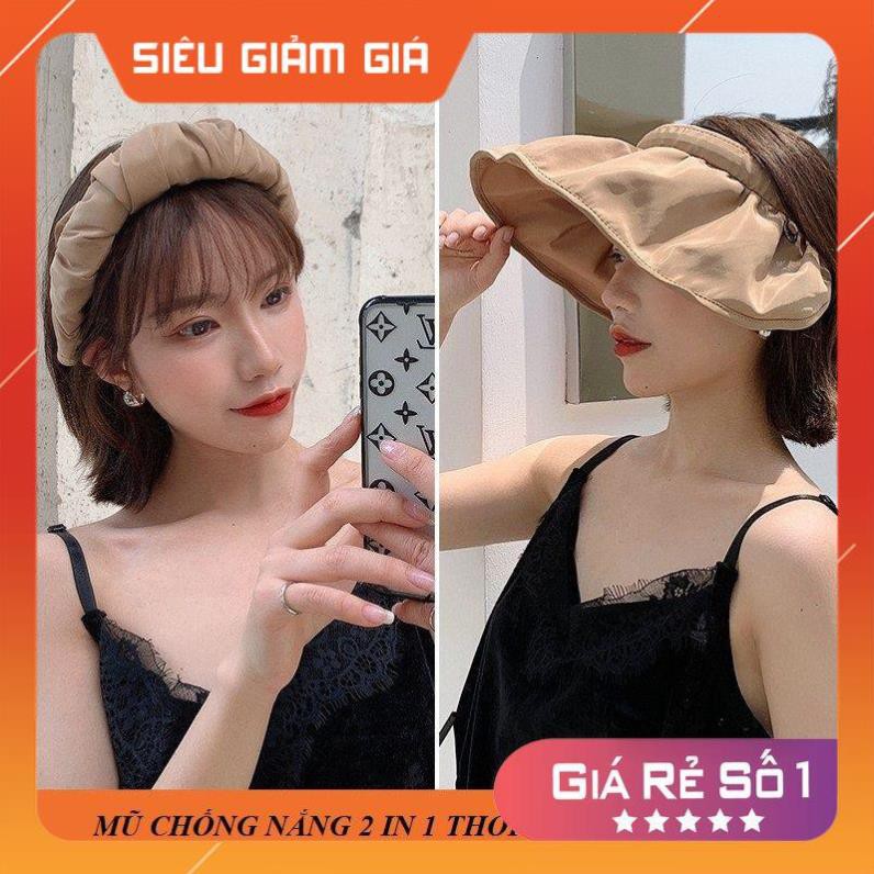Mũ chống nắng nửa đầu vành rộng đa năng 2 in 1 kết hợp làm băng đô thời trang thời trang PK13
