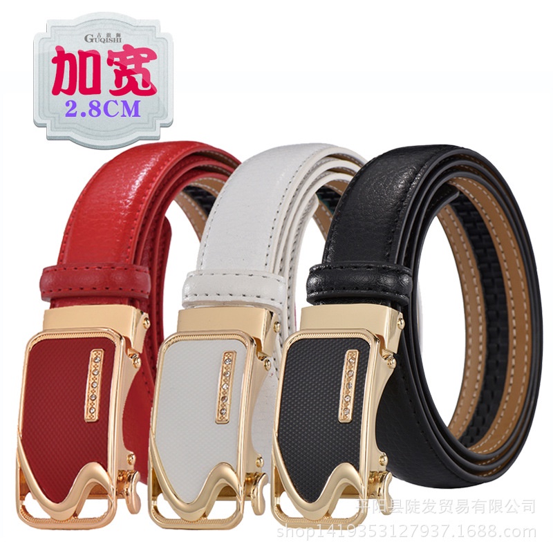 Thắt Lưng Da Bản Rộng 2.8cm Có Khóa Tự Động Thời Trang Cho Nữ