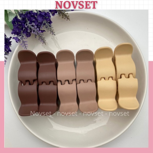 kẹp càng cua NOVSET kẹp tóc càng cua màu socola cao cấp thiết kế kiểu dáng bầu tròn