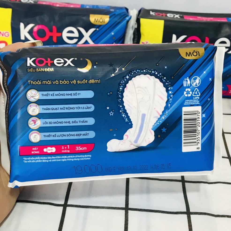 Băng vệ sinh Kotex Siêu ban đêm dày cánh 35cm -1970