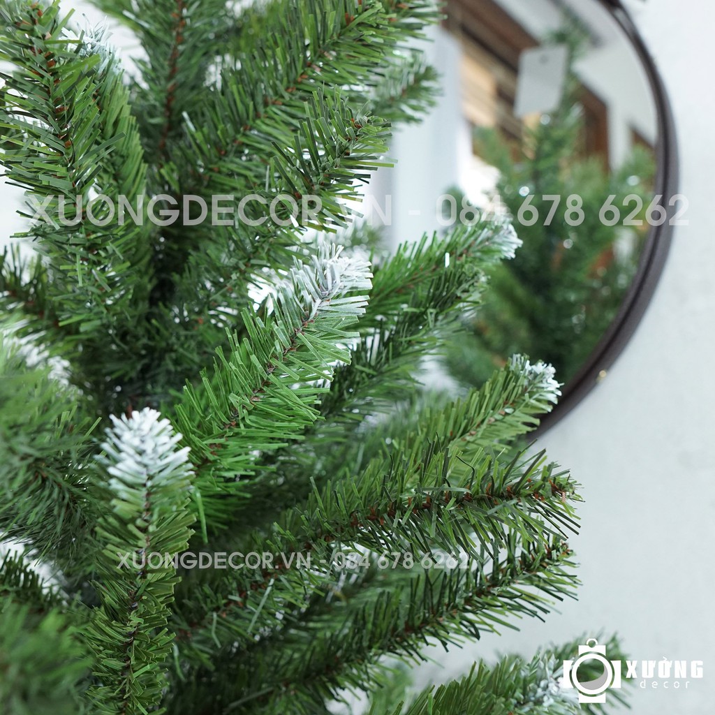 Cây Thông Noel 2m4 Đầu Tròn 2 Loại Lá, Hàng Loại Đẹp Tặng Kèm Phụ Kiện