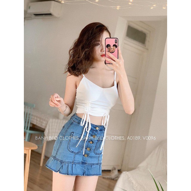 Chân Váy Jeans Ngắn Đuôi - Có Lót Quần