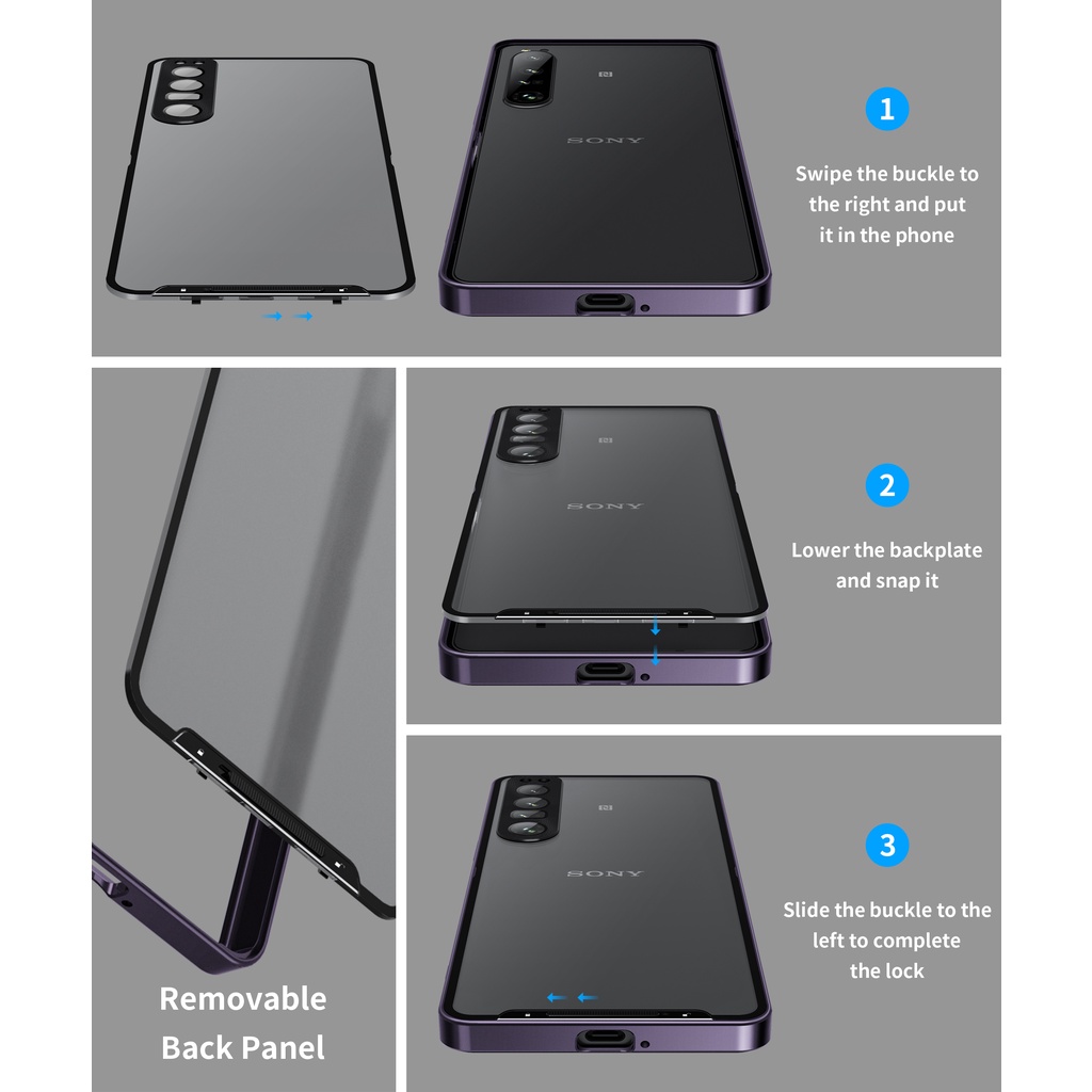 Ốp Điện Thoại Khung Hợp Kim Nhôm Màu Đen Bảo Vệ 360 Độ Cho Sony Xperia 1 IV