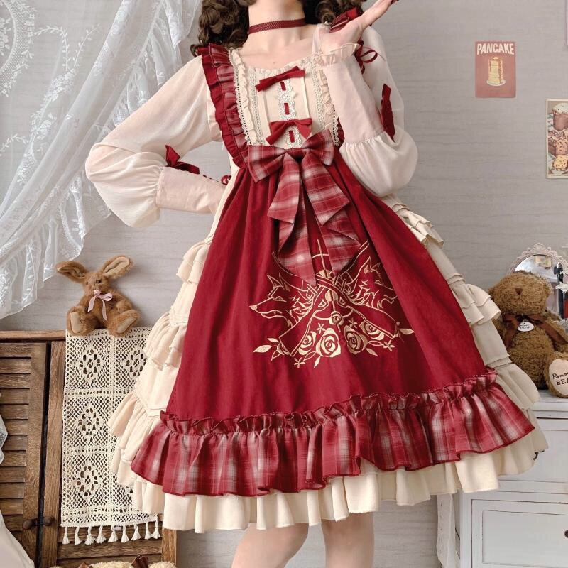 YAS0011-Váy Lolita cô gái quàng khăn đỏ