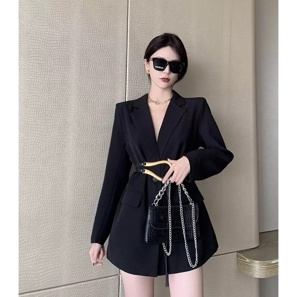Áo Khoác Vest Blazer Kèm Thắc Lưng Thời TRang Nam Nữ