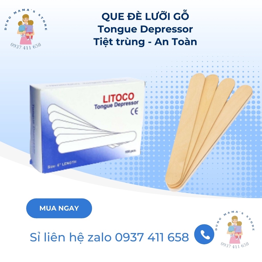 Hộp 100 Que Đè Lưỡi Gỗ Tiệt Trùng