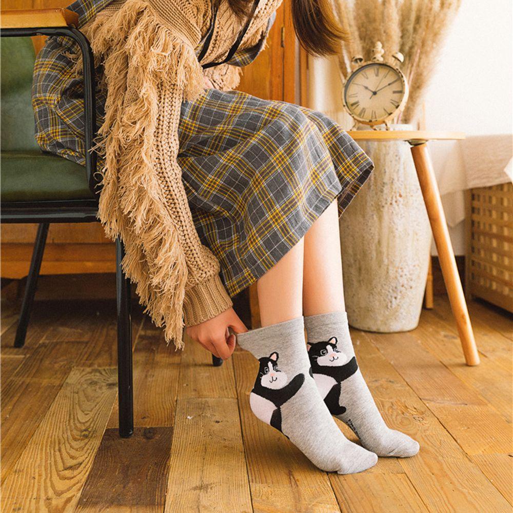 1 Đôi Tất Thấm Hút Mồ Hôi In Hình Động Vật Hoạt Hình Đáng Yêu Dành Cho Nữ Back2Li
