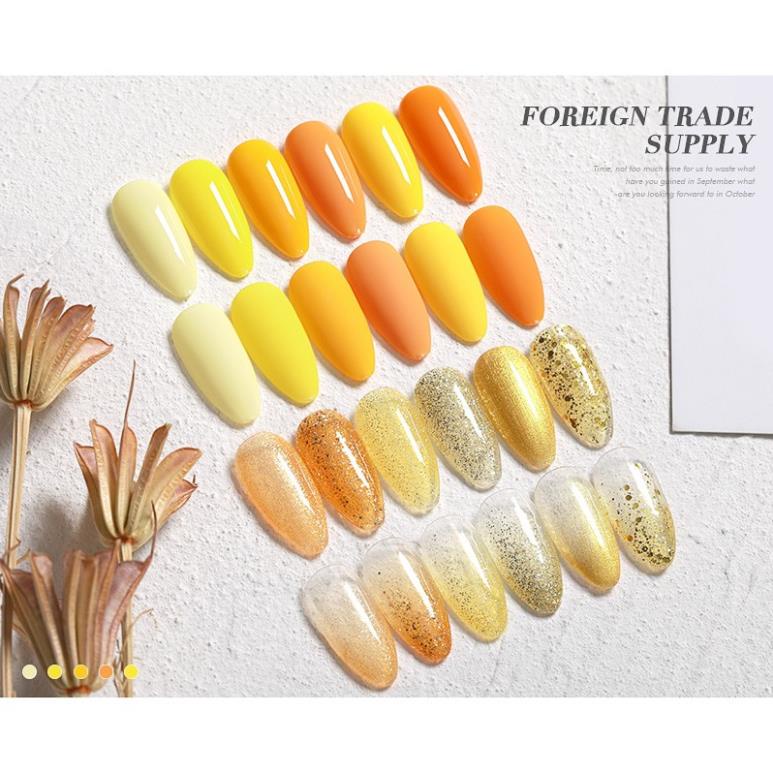 Sơn gel AS dùng máy hơ móng tay tone cam vàng hoa mai và nhũ mã HS 15ml