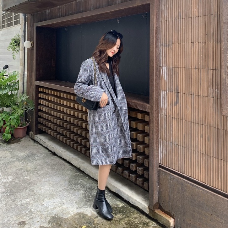 Áo Dạ Kẻ Dáng Dài 2 lớp - MEW