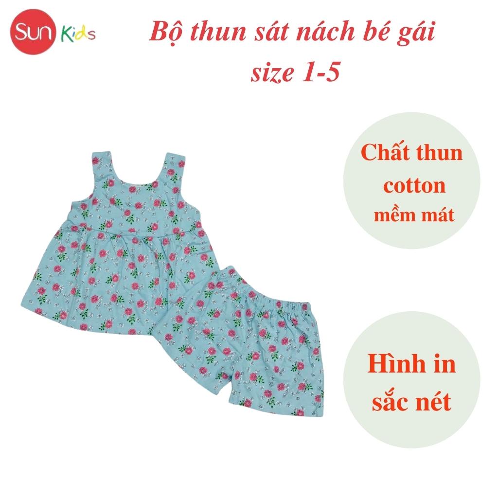 Đồ bộ thun bé gái, đồ bộ trẻ em chất cotton, có nhiều màu, size 1-5 tuổi - SUNKIDS