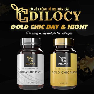 [tặng hủy mỡ] Viên giảm cân Dilocy - Giảm cân ngày đêm Gold Chic Day & Night - Chiết xuất thảo mộc từ thiên nhiên