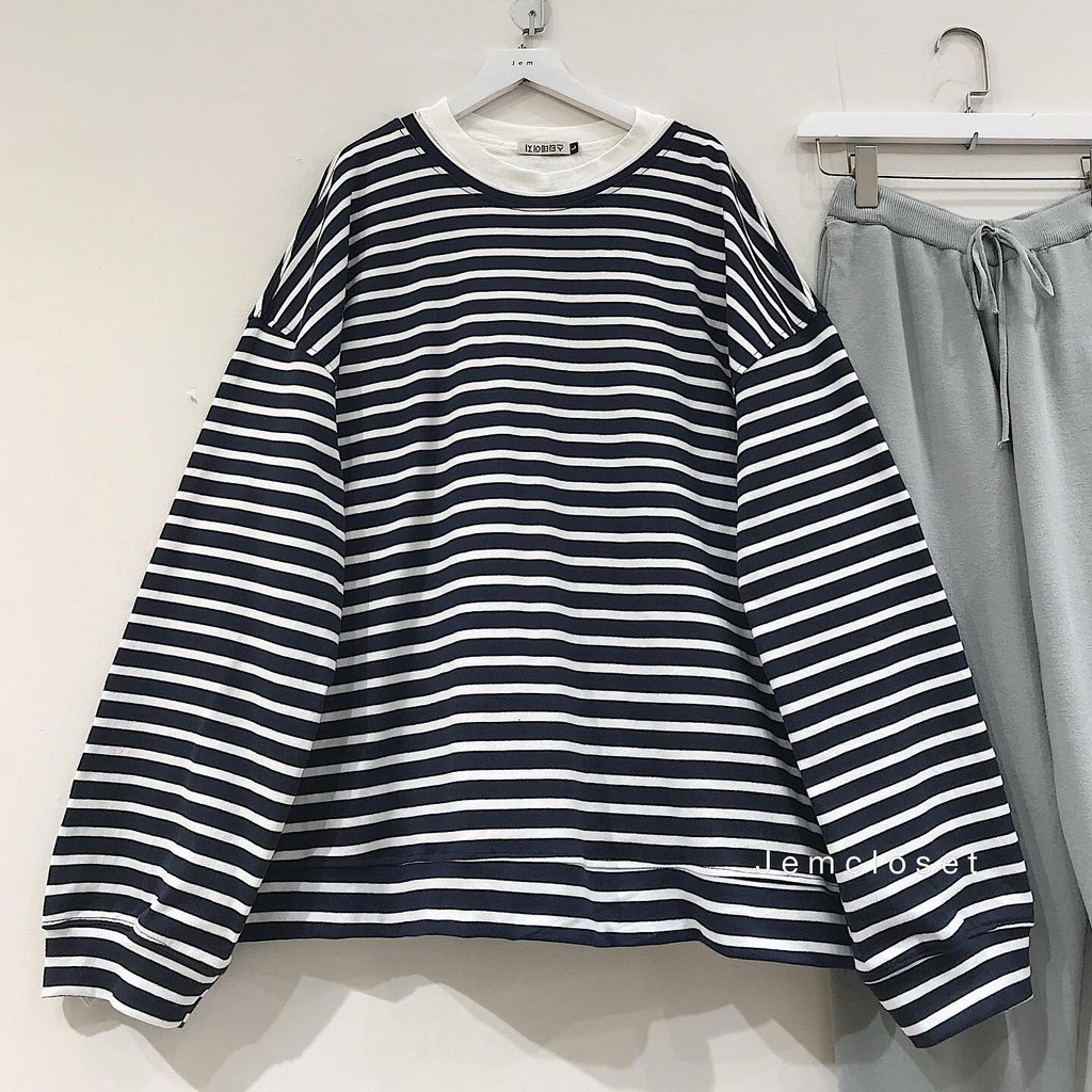 Áo Sweater Nữ Form Rộng Kẻ Sọc Dài Tay Cổ Tròn Phong Cách Hàn Quốc SENSE-2551 ( Jem closet ) | BigBuy360 - bigbuy360.vn