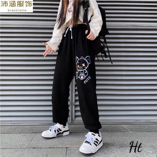 quần bom chun gấu dây rút kéo thành ống rộng phản quang 7 màu gấu mắt Xx