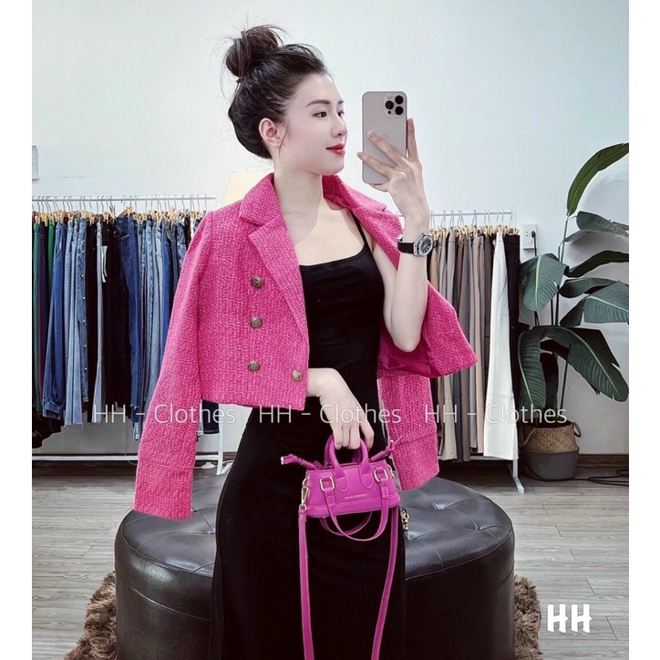 Áo khoác vest dạ lửng cúc huy hiệu