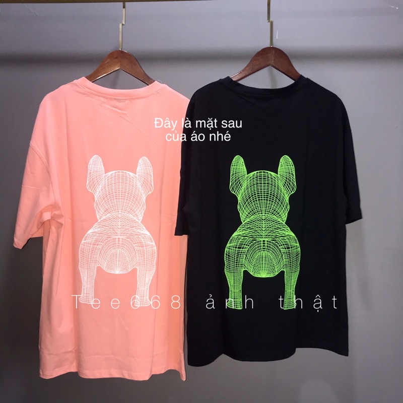 Áo phông in hình chó xanh life work form âu, tay lỡ, rep11 Tee668