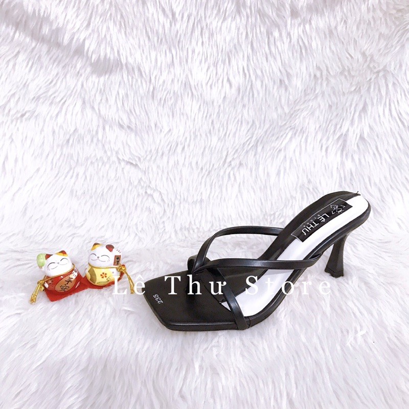 Guốc dép nữ 7 phân kẹp ngón dây mảnh nối 2 màu LT (D010)