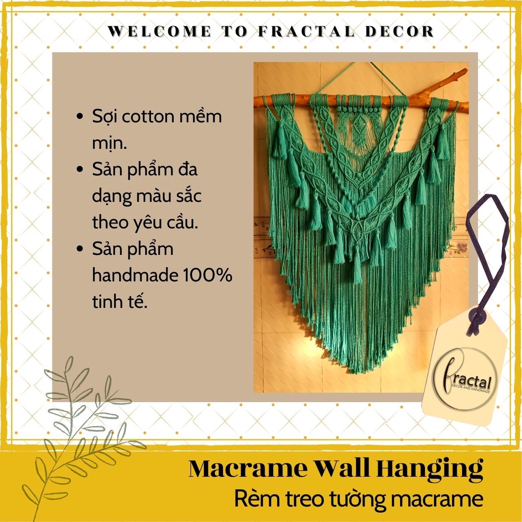 Rèm treo tường trang trí, Macrame Wall Hanging, Rèm Treo Tường Handmade,Trang Trí Nhà Cửa, Coffee, Studio, Homestay...