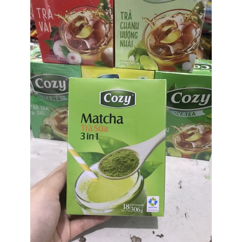 Trà Cozy IceTea các Hương Đào-Chanh-Sâm Bí Đao-Chanh Hương Nhài-Vải-Matcha Trà sữa 3in1- Gừng