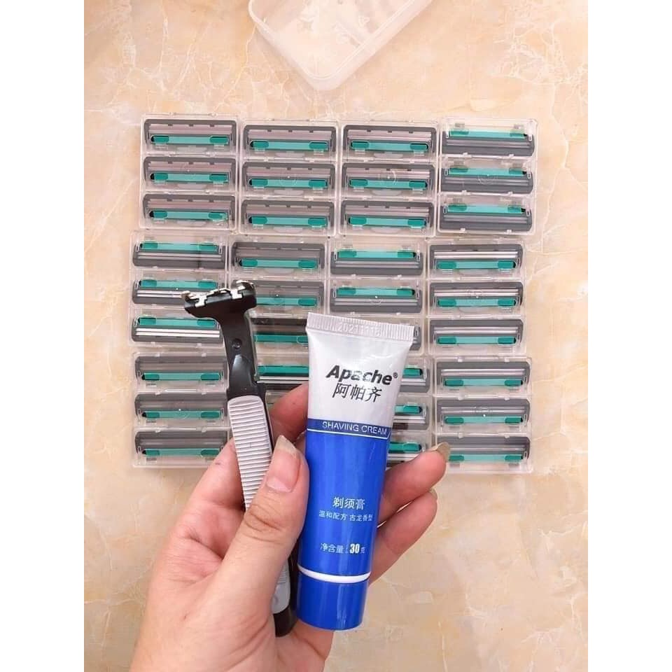 Set Dao Cạo Râu 38 Món 1 dao cạo+ 36 lưỡi Cạo + 1 tuýp kem cạo râu = 38 món