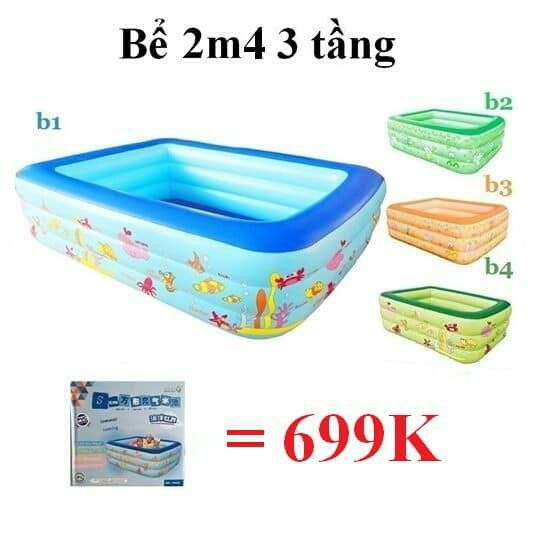 [KHO SỈ] Bể Bơi Phao 2m4 2 tầng, 3 tầng hàng Cao cấp (Tặng bộ miếng vá + hướng dẫn sd)