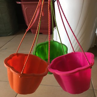 10 chậu nhựa treo bí  nhỏ dây nhựa kích thước 18x13 cm